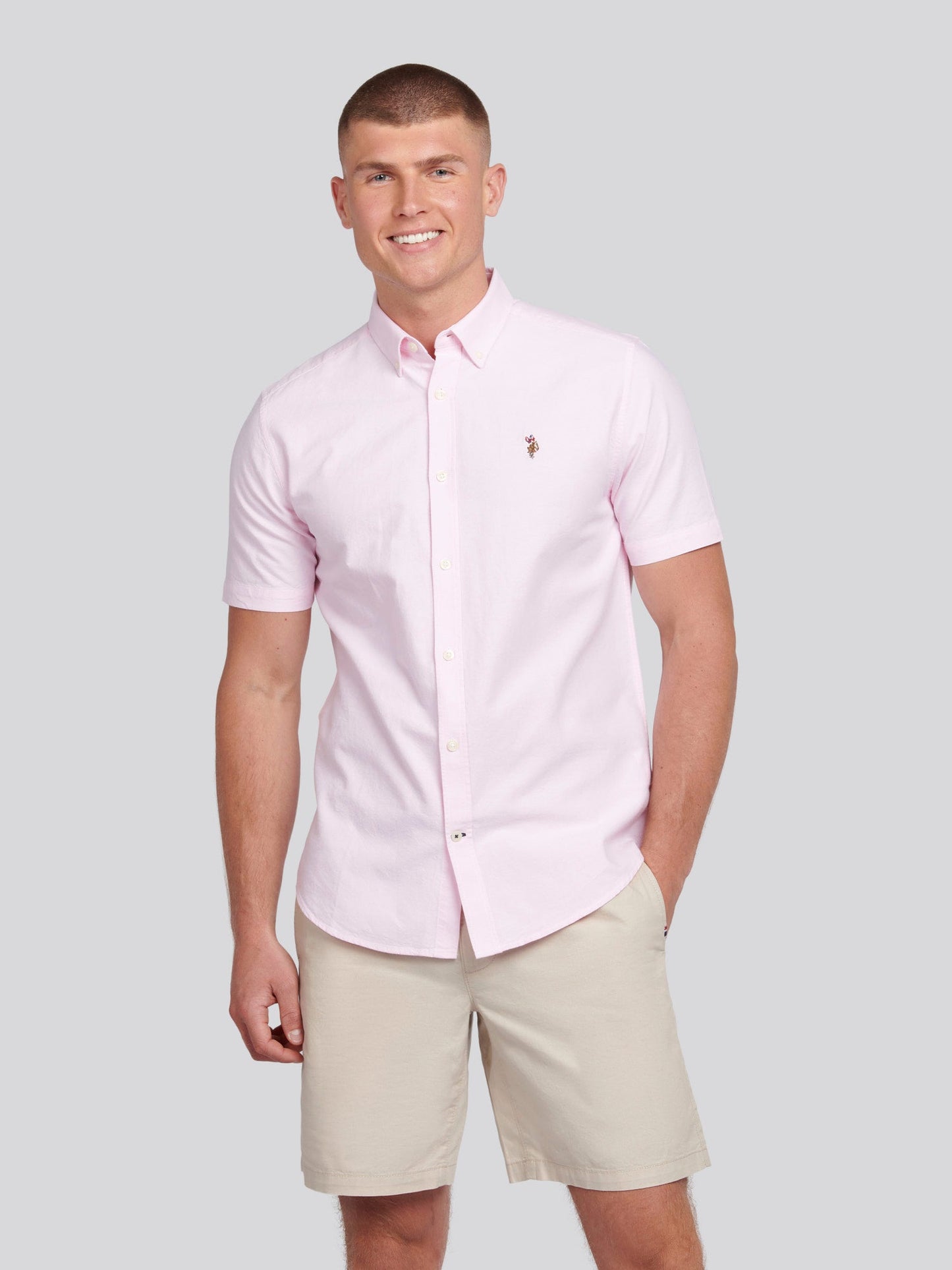 Mens  Short Sleeve Oxford Shirt Orchid Pink