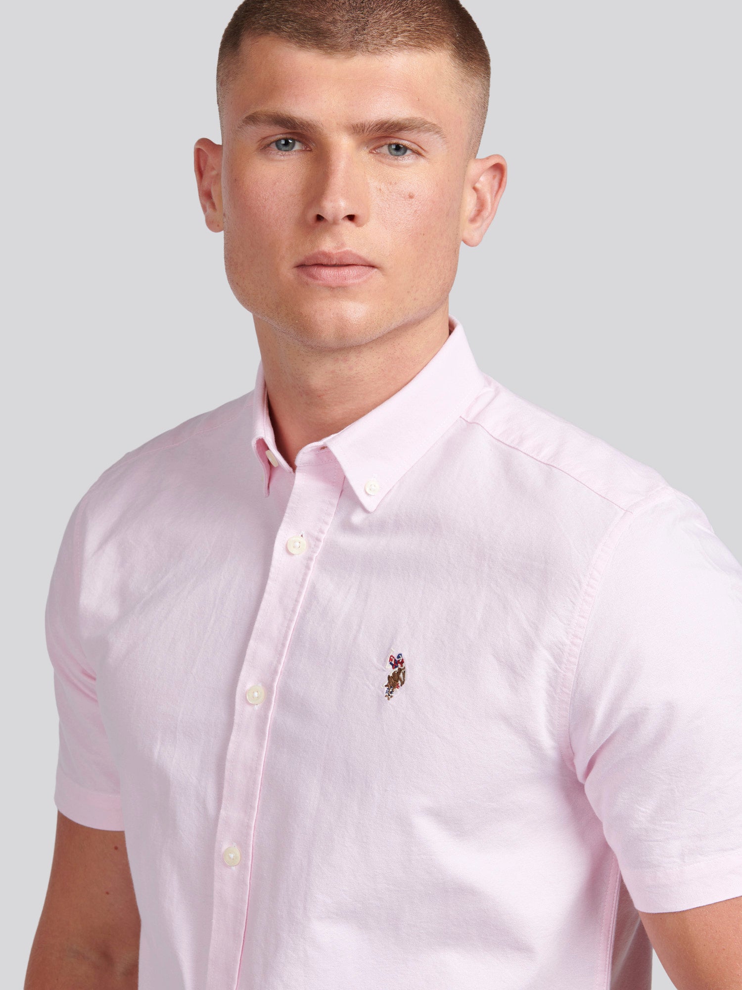 Mens  Short Sleeve Oxford Shirt Orchid Pink