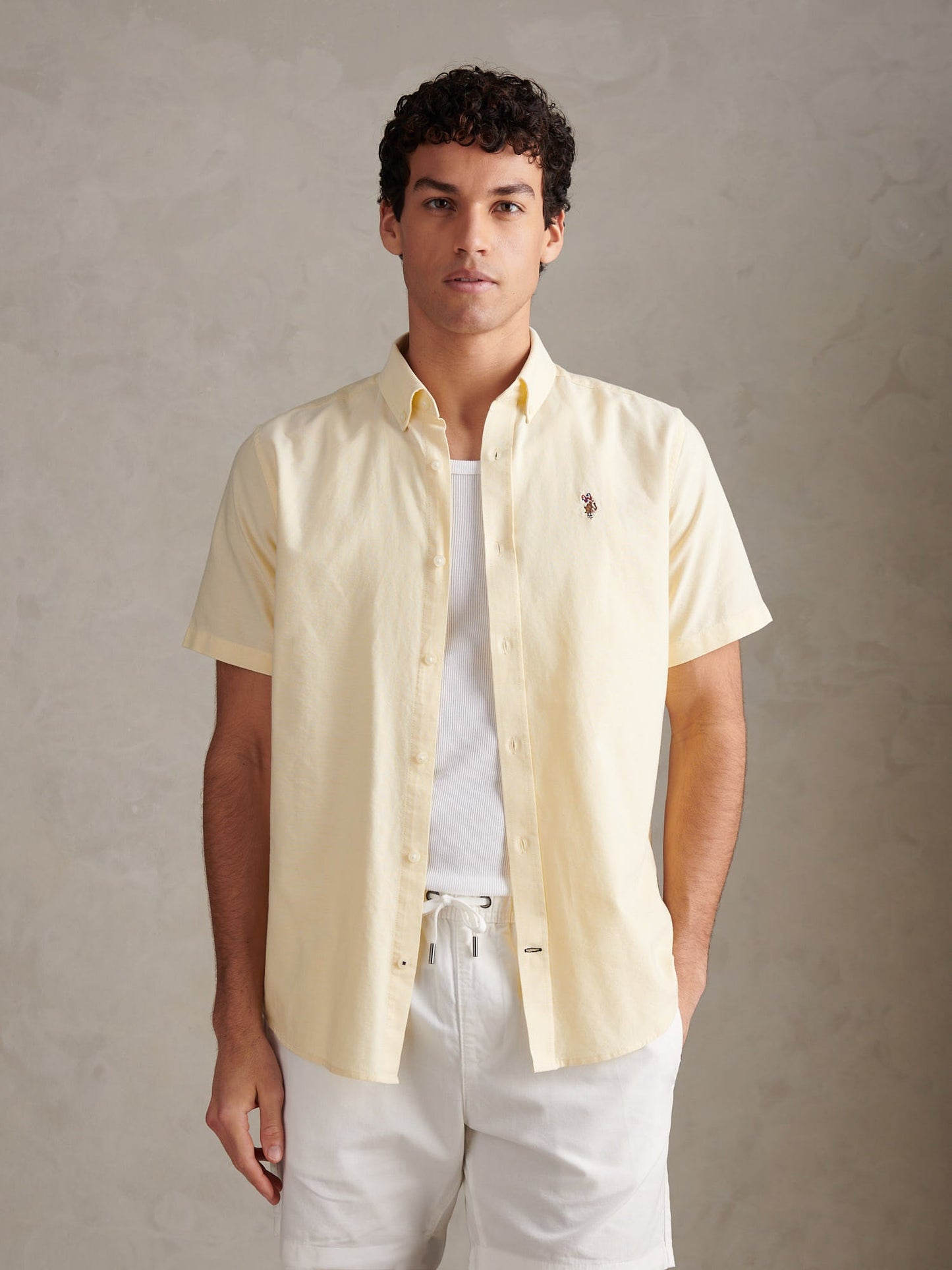 Mens  Short Sleeve Oxford Shirt French Vanilla