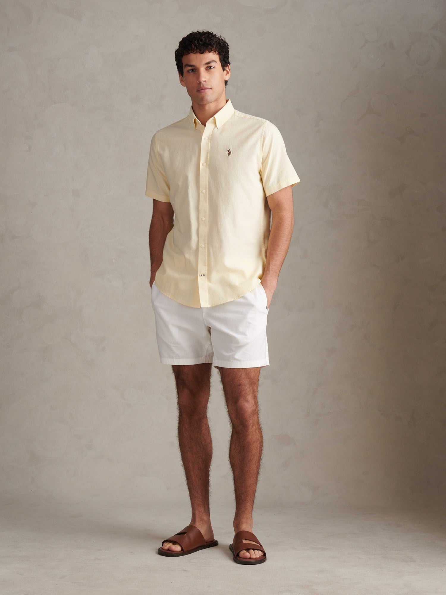 Mens  Short Sleeve Oxford Shirt French Vanilla