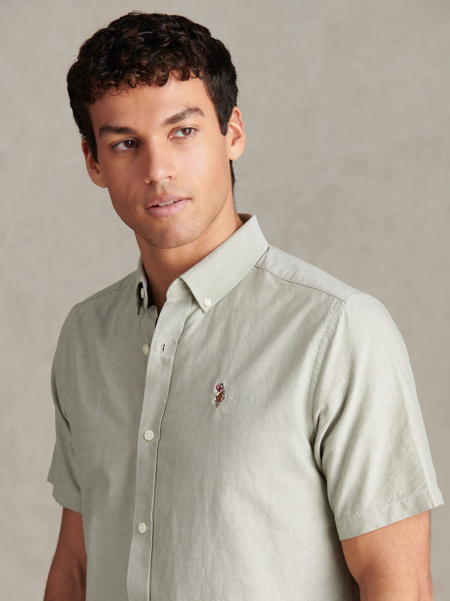 Mens  Short Sleeve Oxford Shirt Sea Spray