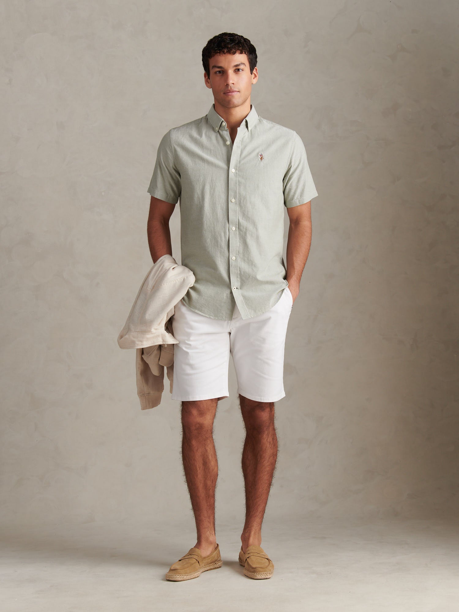 Mens  Short Sleeve Oxford Shirt Sea Spray