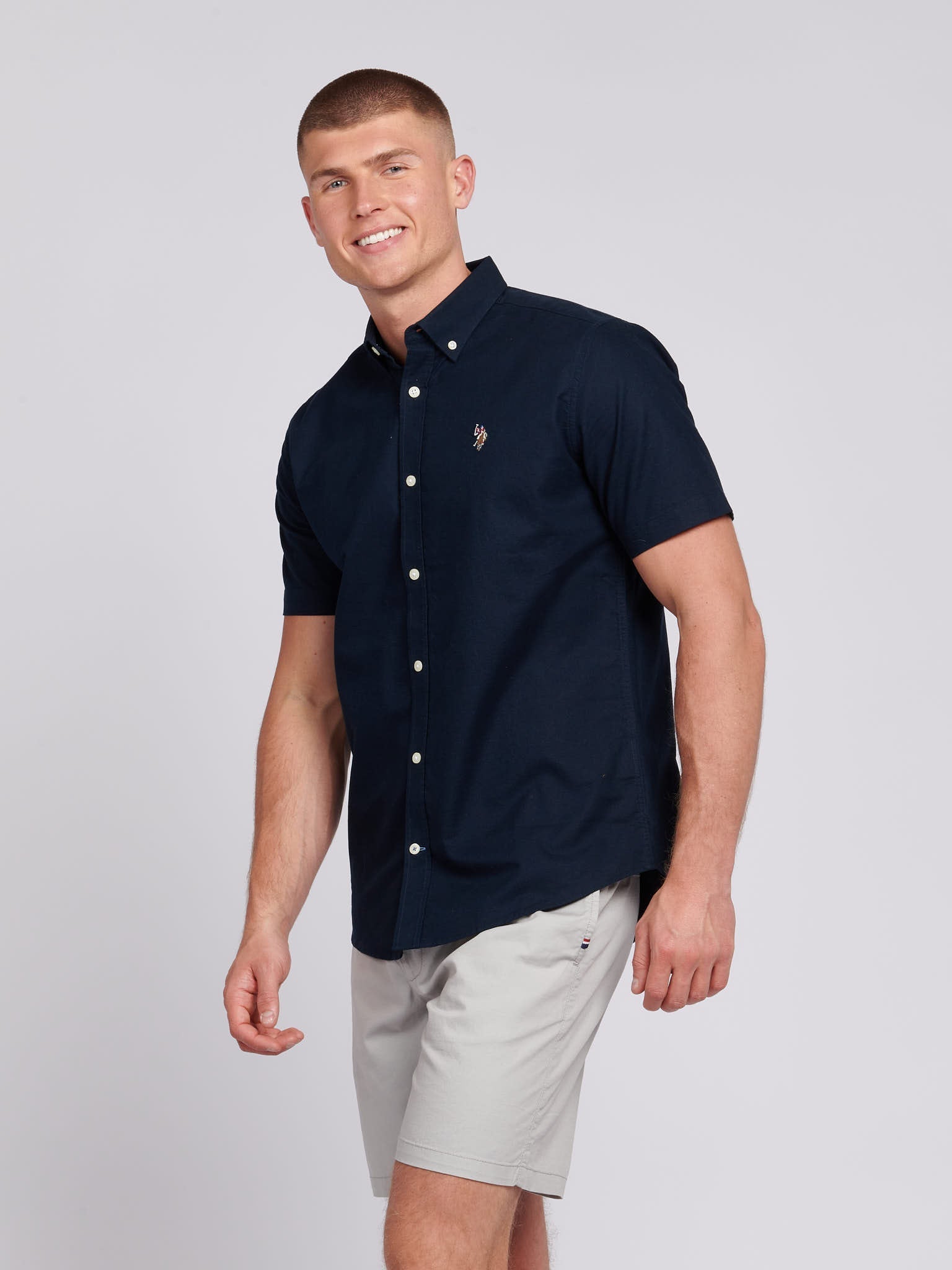 Mens  Short Sleeve Oxford Shirt Dark Sapphire Navy