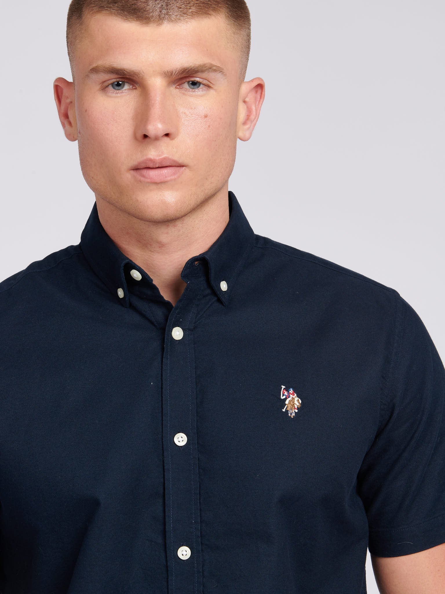 Mens  Short Sleeve Oxford Shirt Dark Sapphire Navy