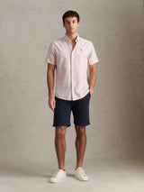 Mens  Short Sleeve Oxford Shirt Sepia Rose
