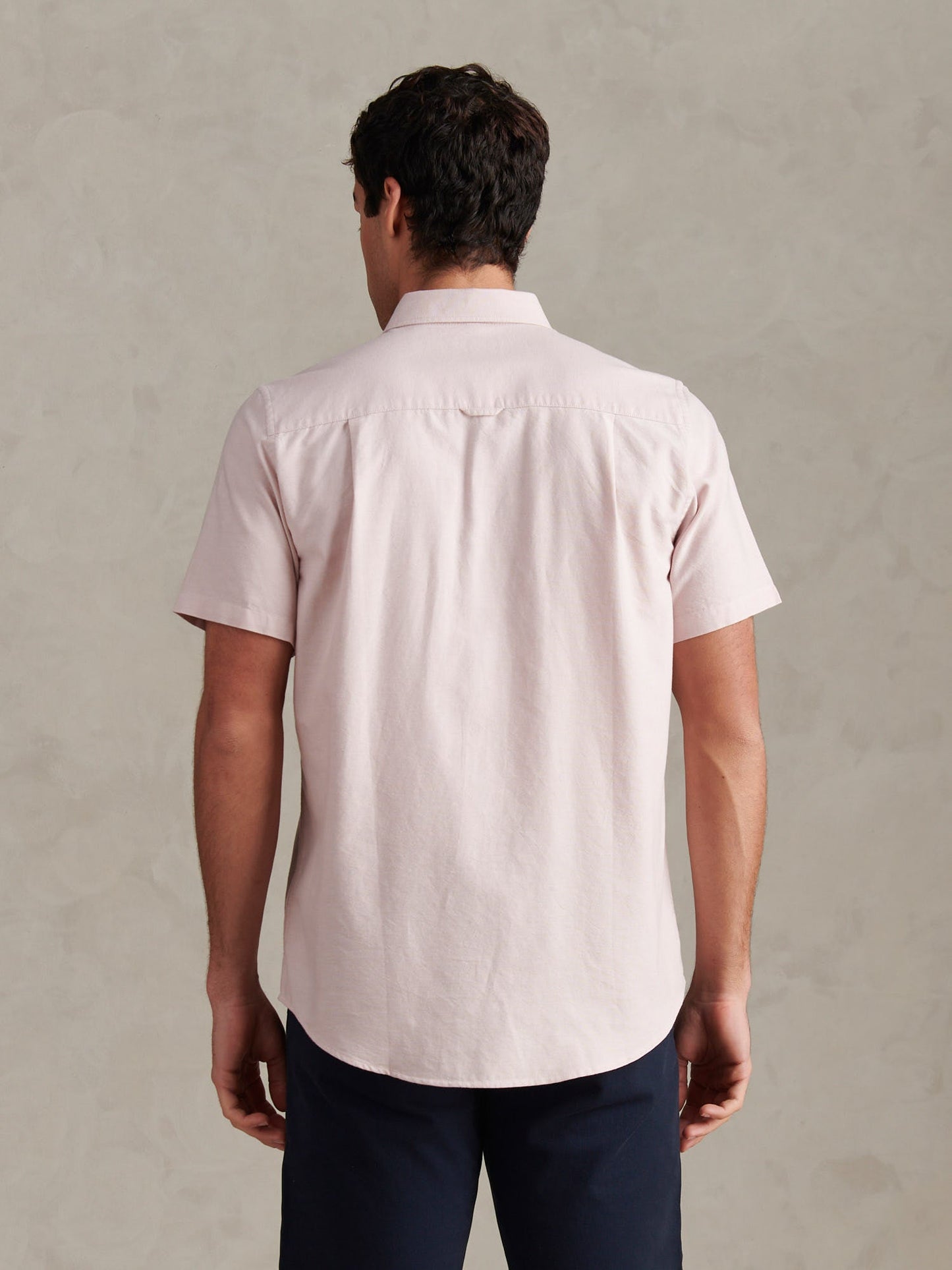 Mens  Short Sleeve Oxford Shirt Sepia Rose