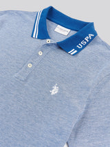 Mens Two Tone Pique Polo Shirt in Navy Peony