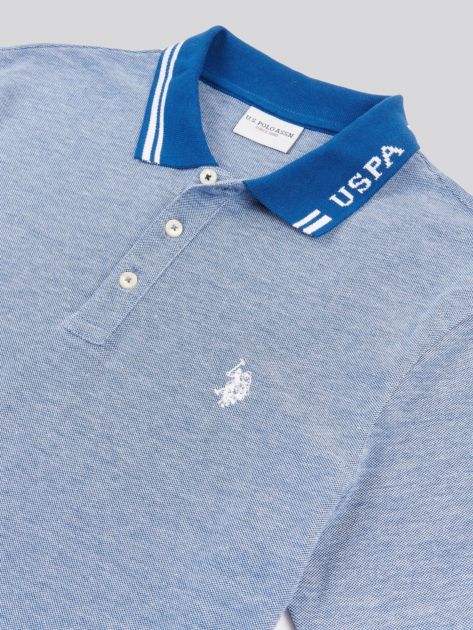 Mens Two Tone Pique Polo Shirt in Navy Peony