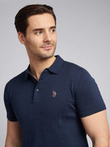 Mens Combed Cotton Polo Shirt Denim Blue Marl / Multicoloured DHM