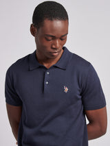 Mens Combed Cotton Polo Shirt Dark Sapphire Navy / Multi Coloured DHM