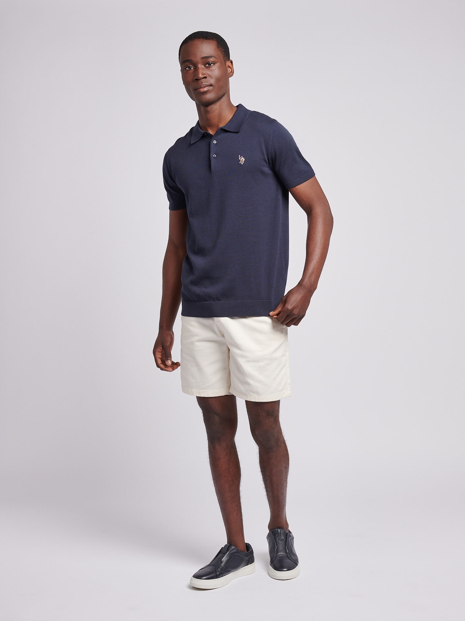 Mens Combed Cotton Polo Shirt Dark Sapphire Navy / Multi Coloured DHM