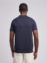 Mens Combed Cotton Polo Shirt Dark Sapphire Navy / Multi Coloured DHM