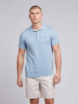 Mens Combed Cotton Polo Shirt Parisian Blue Marl / Multi Coloured DHM