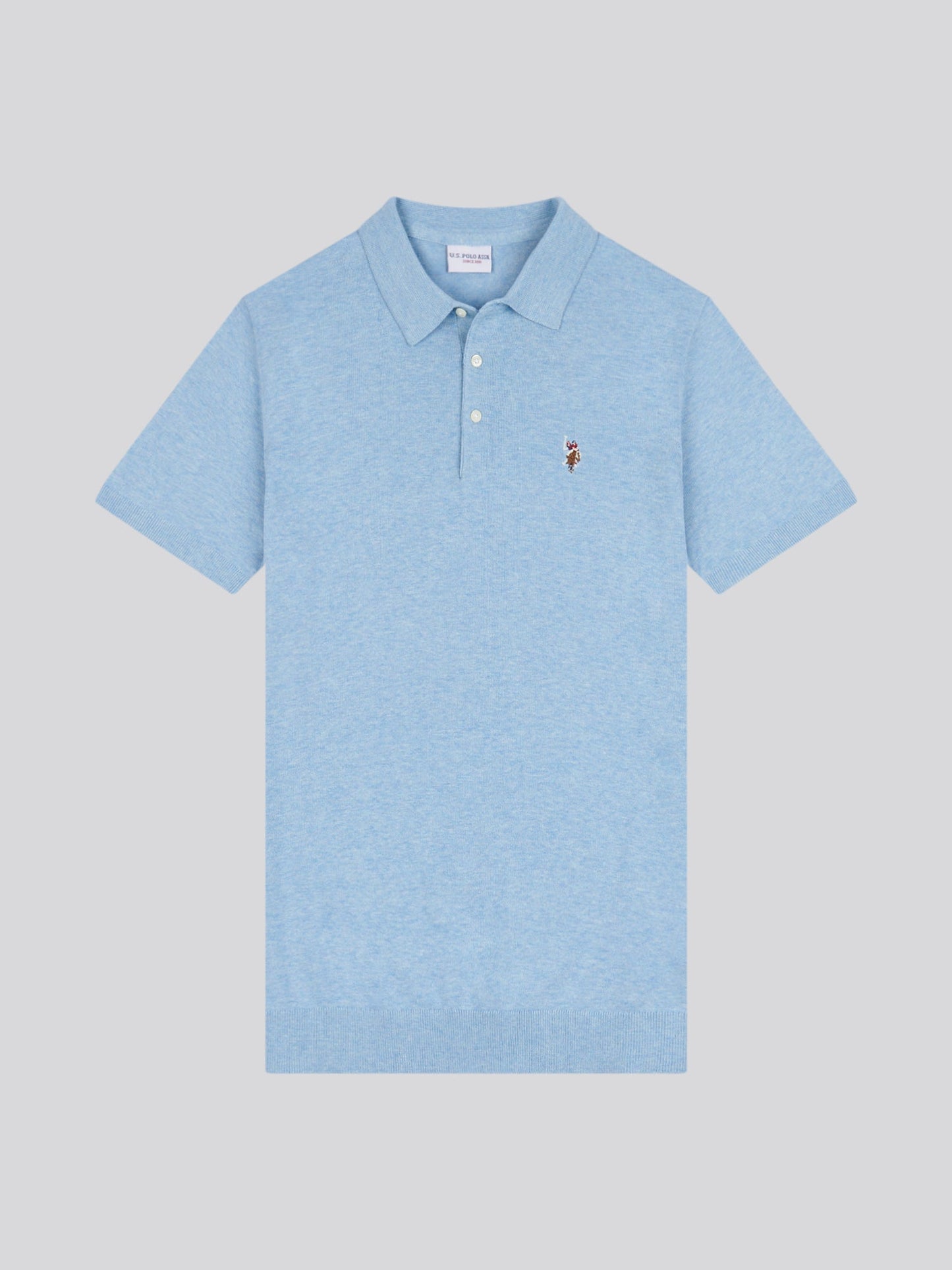 Mens Combed Cotton Polo Shirt Parisian Blue Marl / Multi Coloured DHM