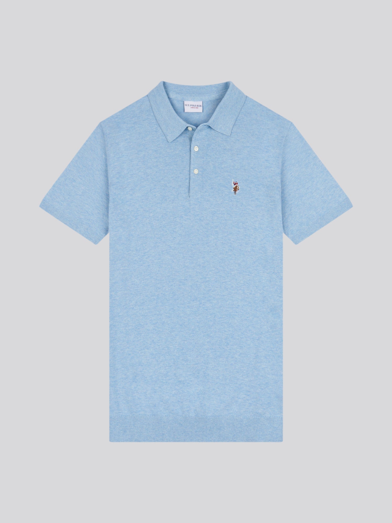 Mens Combed Cotton Polo Shirt Parisian Blue Marl / Multi Coloured DHM