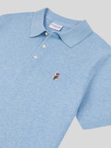 Mens Combed Cotton Polo Shirt Parisian Blue Marl / Multi Coloured DHM