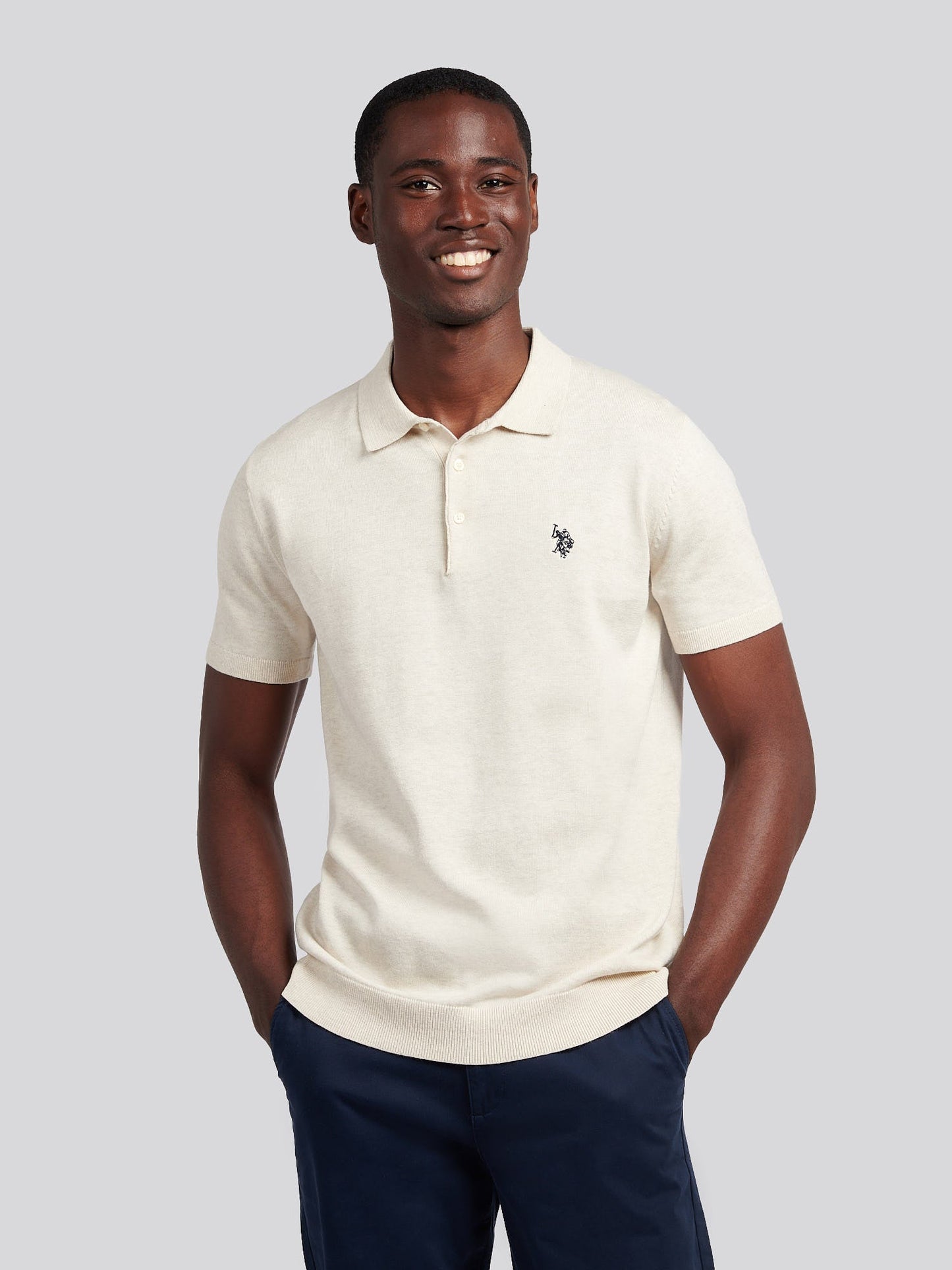 Mens Combed Cotton Polo Shirt Birch Marl / Multi Coloured DHM
