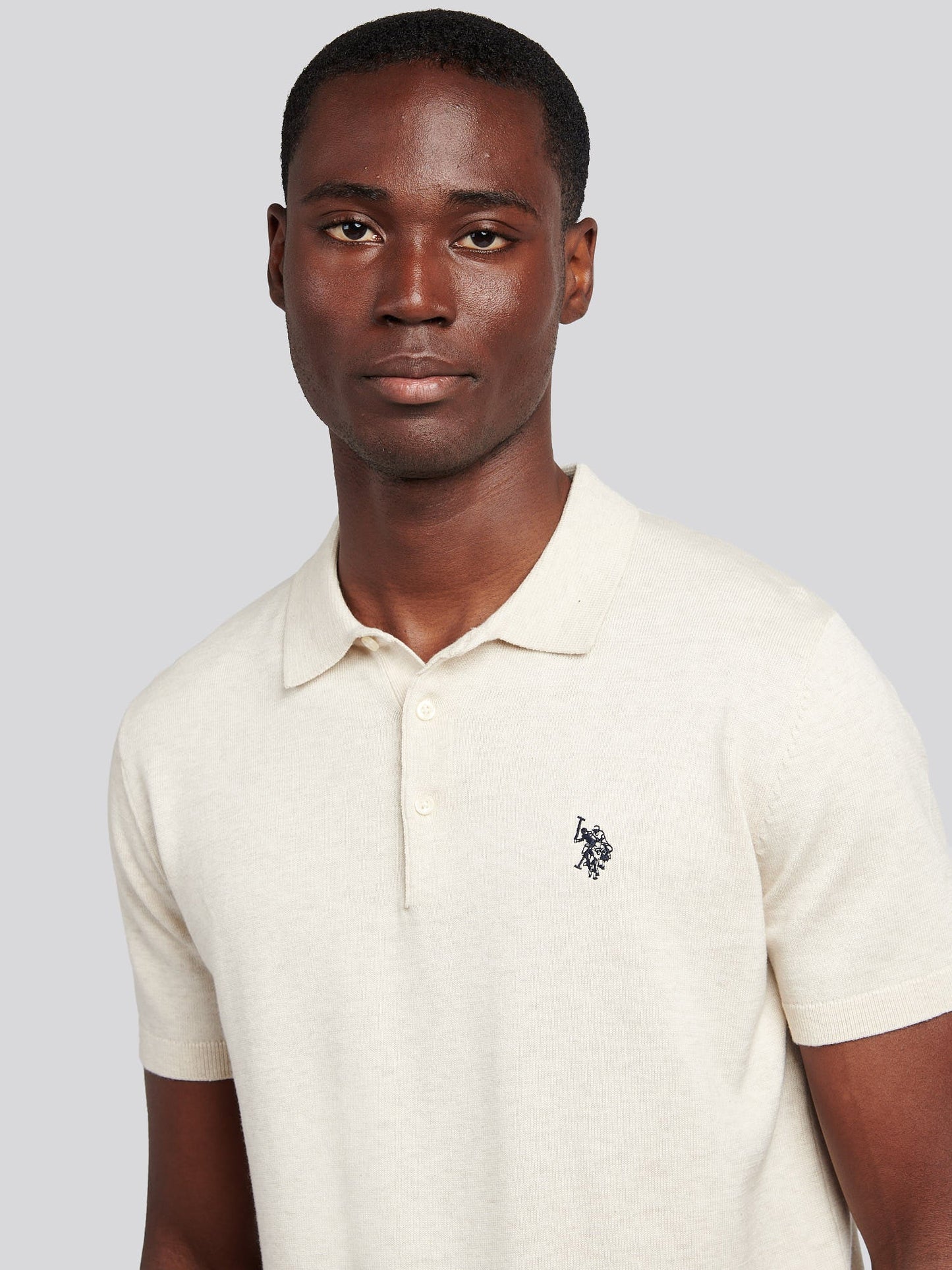 Mens Combed Cotton Polo Shirt Birch Marl / Multi Coloured DHM