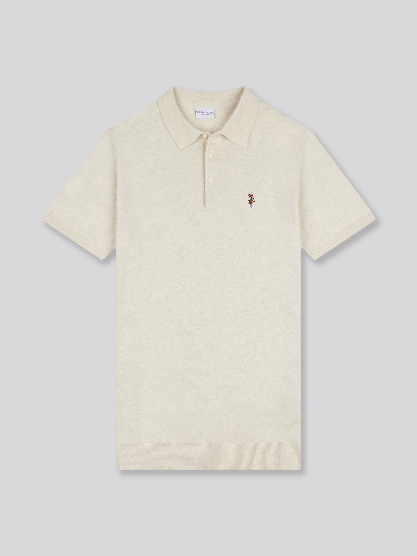 Mens Combed Cotton Polo Shirt Birch Marl / Multi Coloured DHM