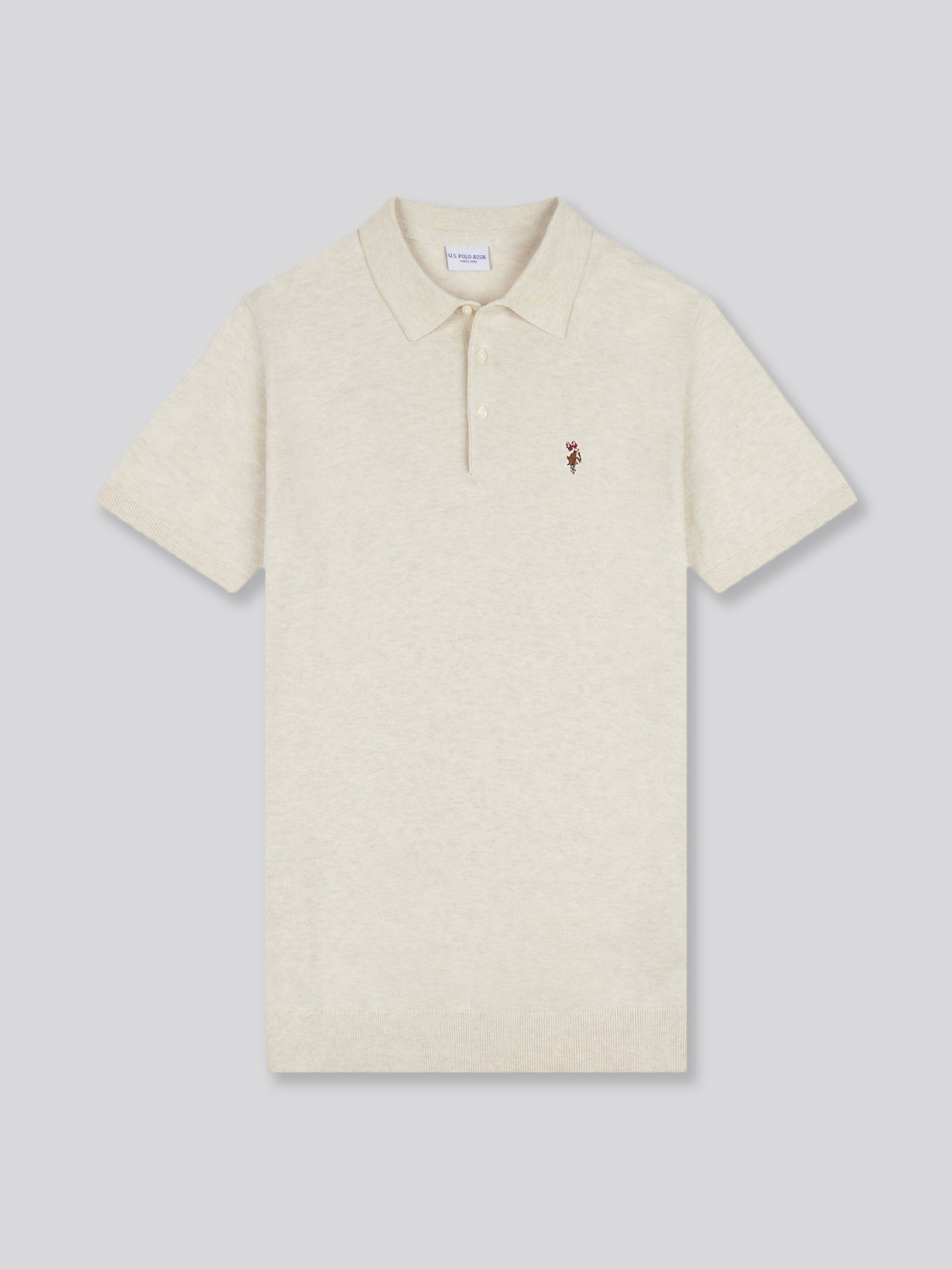 Mens Combed Cotton Polo Shirt Birch Marl / Multi Coloured DHM