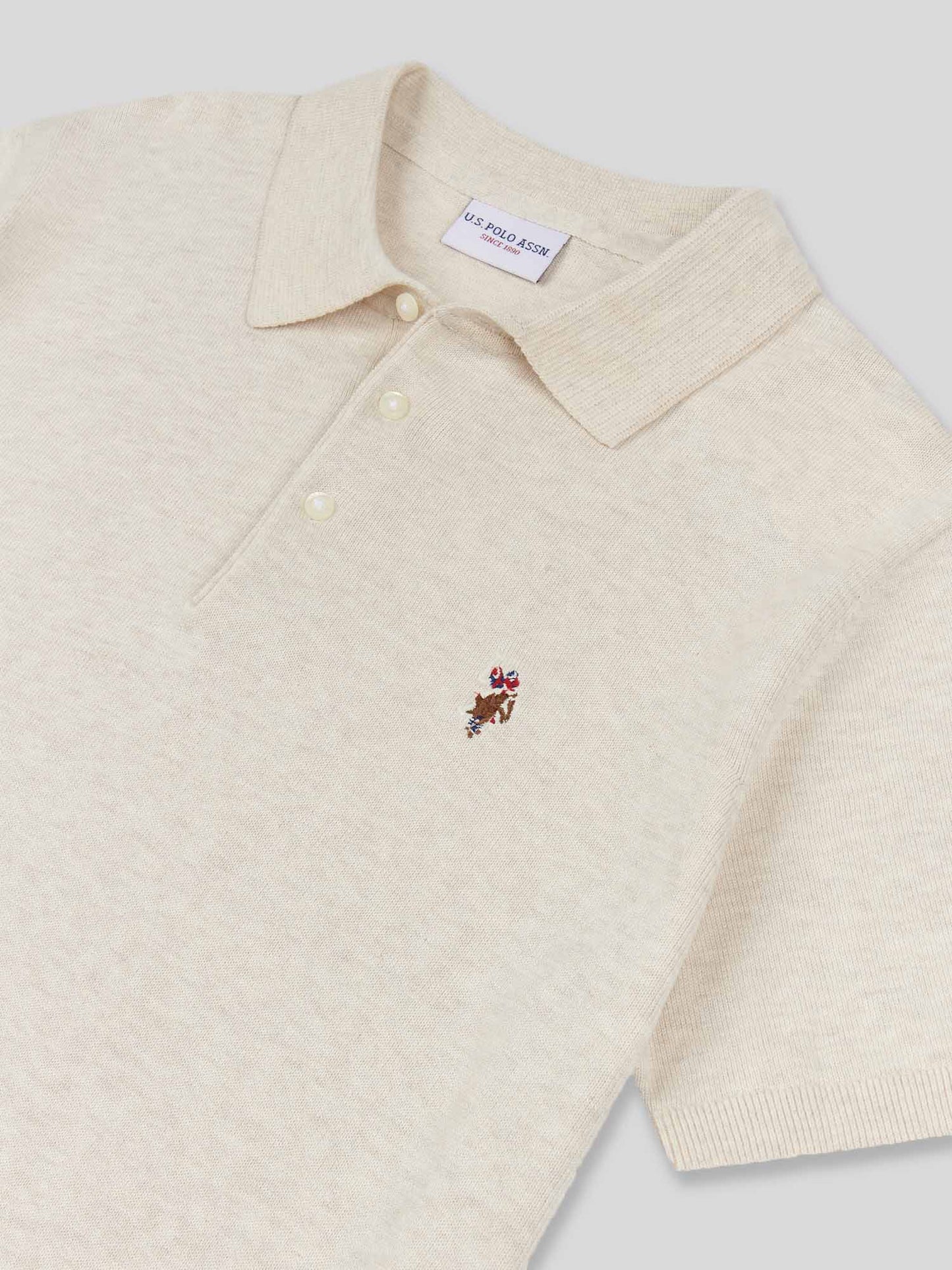 Mens Combed Cotton Polo Shirt Birch Marl / Multi Coloured DHM