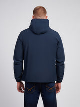 Mens Fleece Lined Windbreaker Jacket in Dark Sapphire Navy / Haute Red DHM