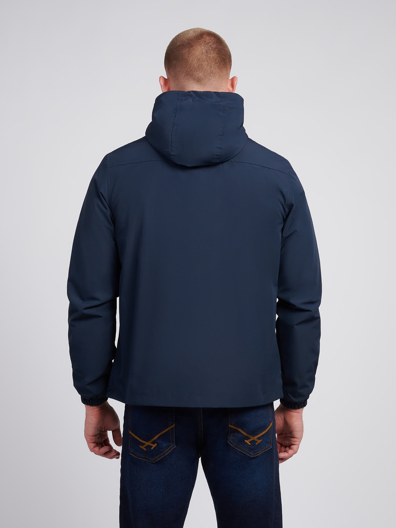 Mens Fleece Lined Windbreaker Jacket in Dark Sapphire Navy / Haute Red DHM