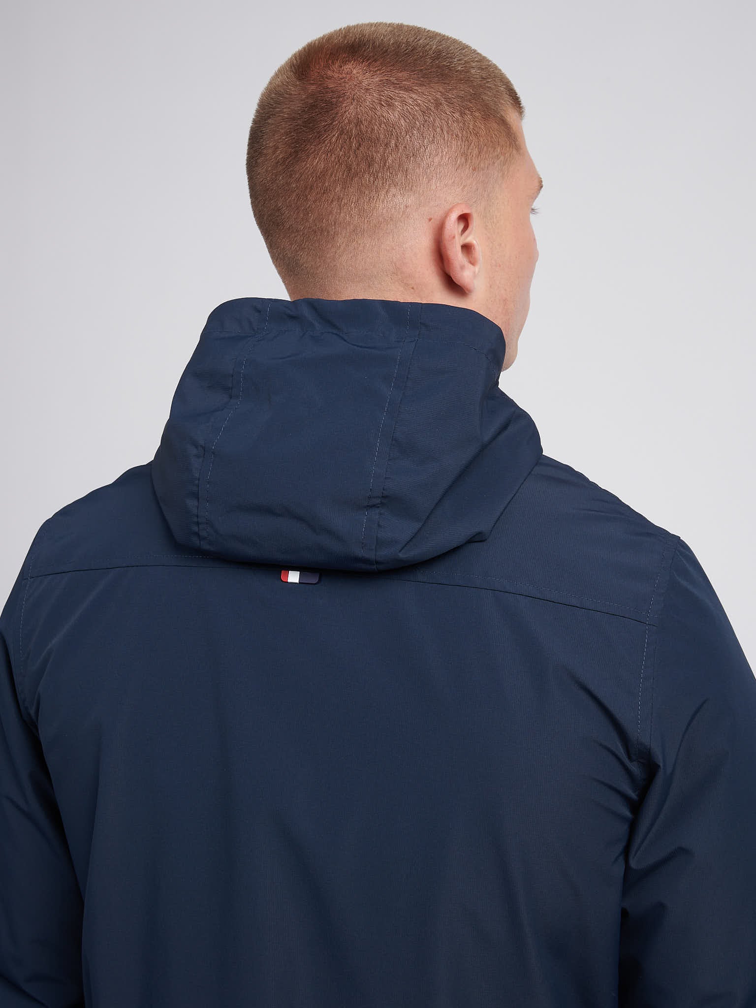 Mens Fleece Lined Windbreaker Jacket in Dark Sapphire Navy / Haute Red DHM