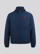 Mens Fleece Lined Windbreaker Jacket in Dark Sapphire Navy / Haute Red DHM
