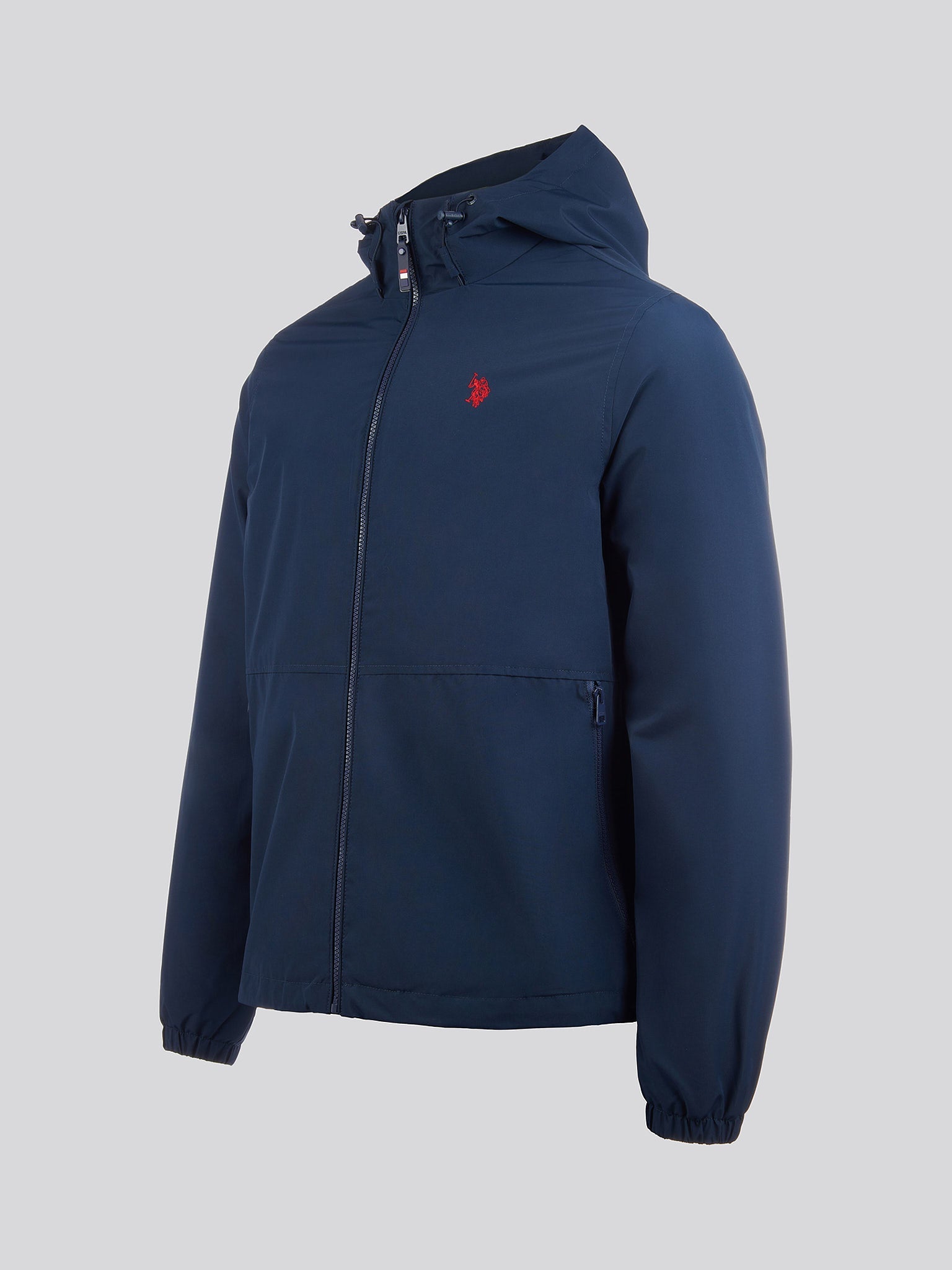 Mens Fleece Lined Windbreaker Jacket in Dark Sapphire Navy / Haute Red DHM