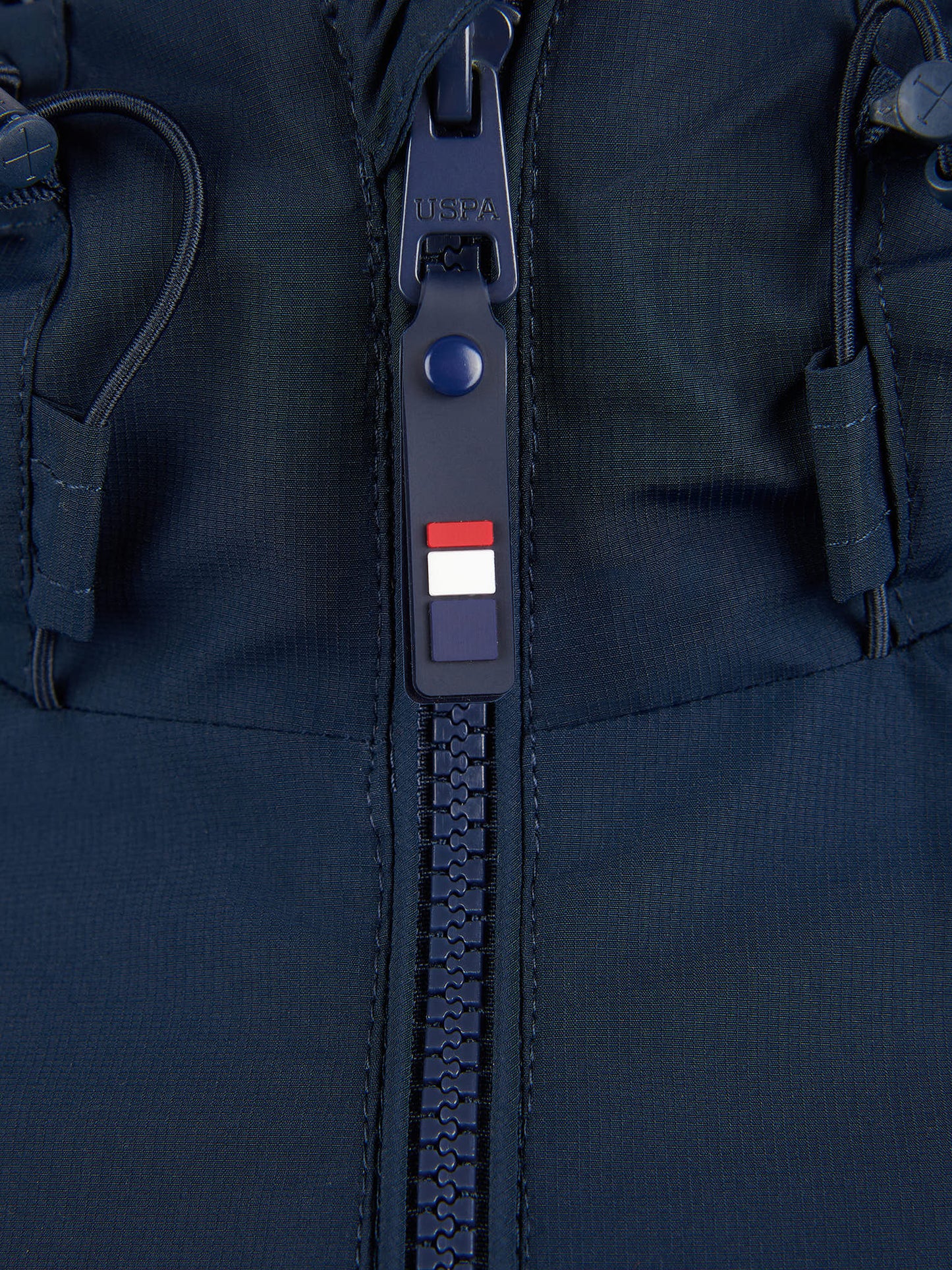 Mens Fleece Lined Windbreaker Jacket in Dark Sapphire Navy / Haute Red DHM