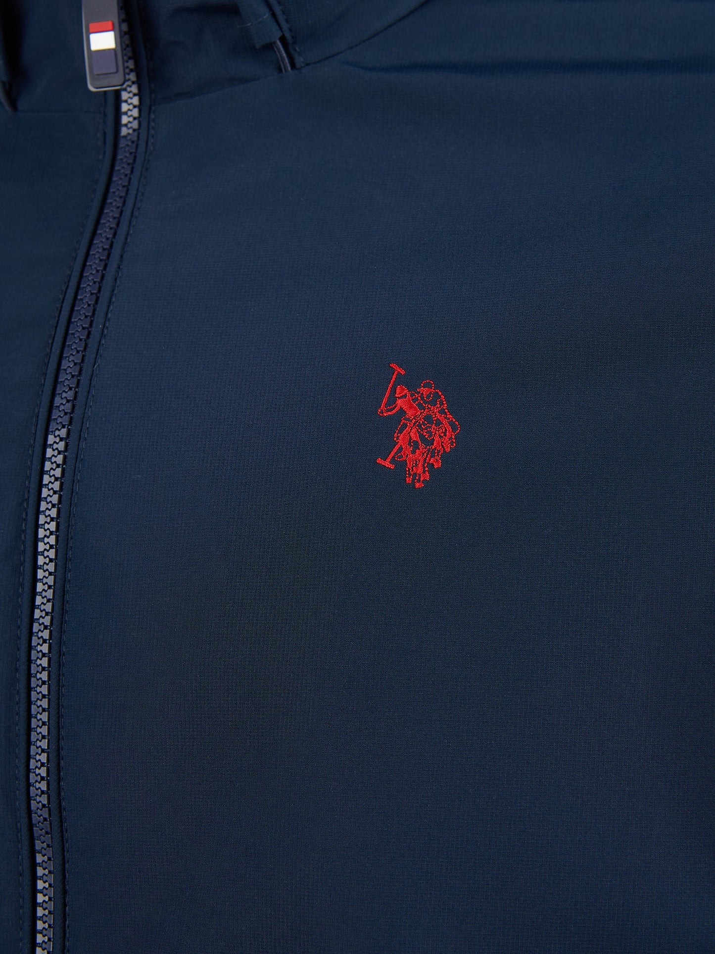 Mens Fleece Lined Windbreaker Jacket in Dark Sapphire Navy / Haute Red DHM
