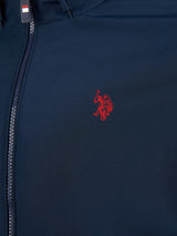 Mens Fleece Lined Windbreaker Jacket in Dark Sapphire Navy / Haute Red DHM