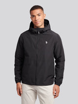 Mens Fleece Lined Windbreaker Jacket in Black Bright White DHM