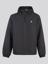 Mens Fleece Lined Windbreaker Jacket in Black Bright White DHM