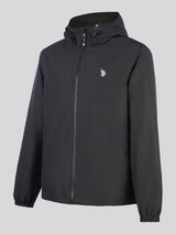 Mens Fleece Lined Windbreaker Jacket in Black Bright White DHM