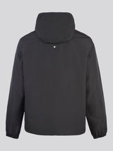 Mens Fleece Lined Windbreaker Jacket in Black Bright White DHM