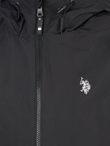 Mens Fleece Lined Windbreaker Jacket in Black Bright White DHM