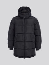 Mens Classic Longlined Puffer Jacket in Black