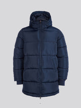 Mens Classic Longlined Puffer Jacket in Dark Sapphire Navy