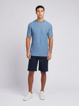 Mens Vertical Textured T-Shirt in Blue Horizon