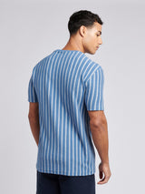 Mens Vertical Textured T-Shirt in Blue Horizon