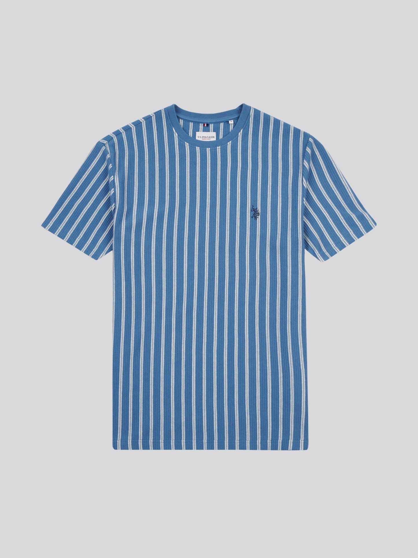 Mens Vertical Textured T-Shirt in Blue Horizon