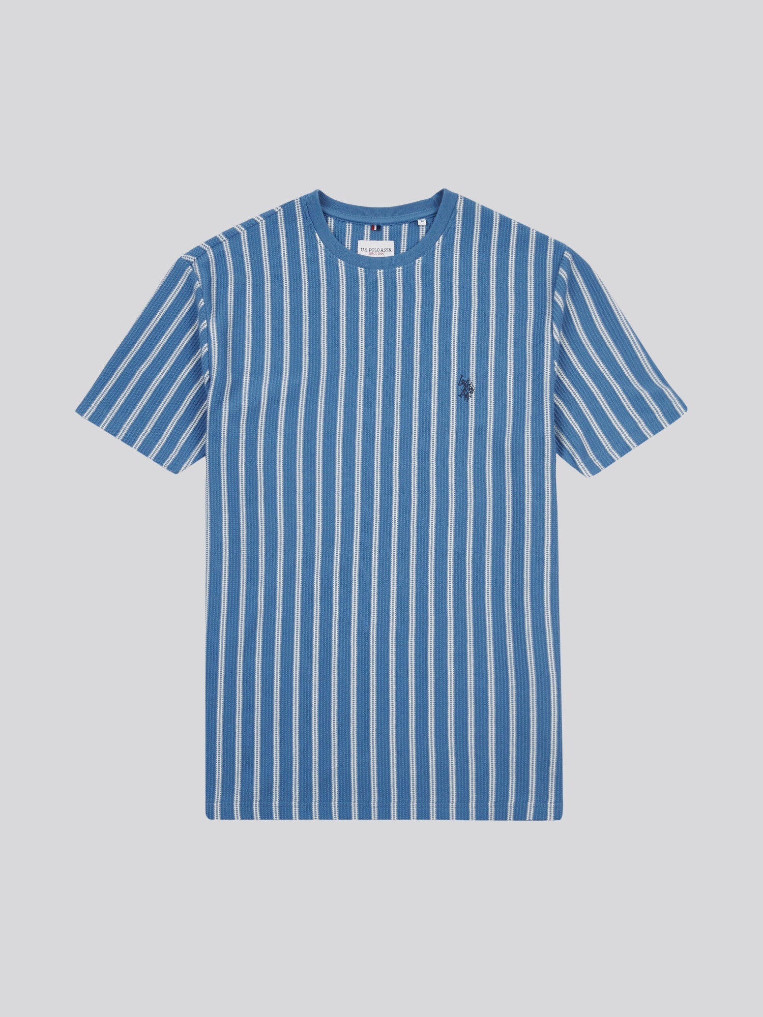 Mens Vertical Textured T-Shirt in Blue Horizon