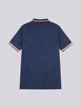 Mens Brand Stripe Pique Polo Shirt in Dark Sapphire Navy