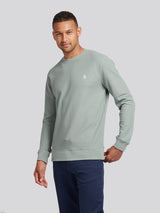 Mens Texture Crew Neck Sweatshirt in Chinois Green