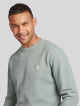 Mens Texture Crew Neck Sweatshirt in Chinois Green