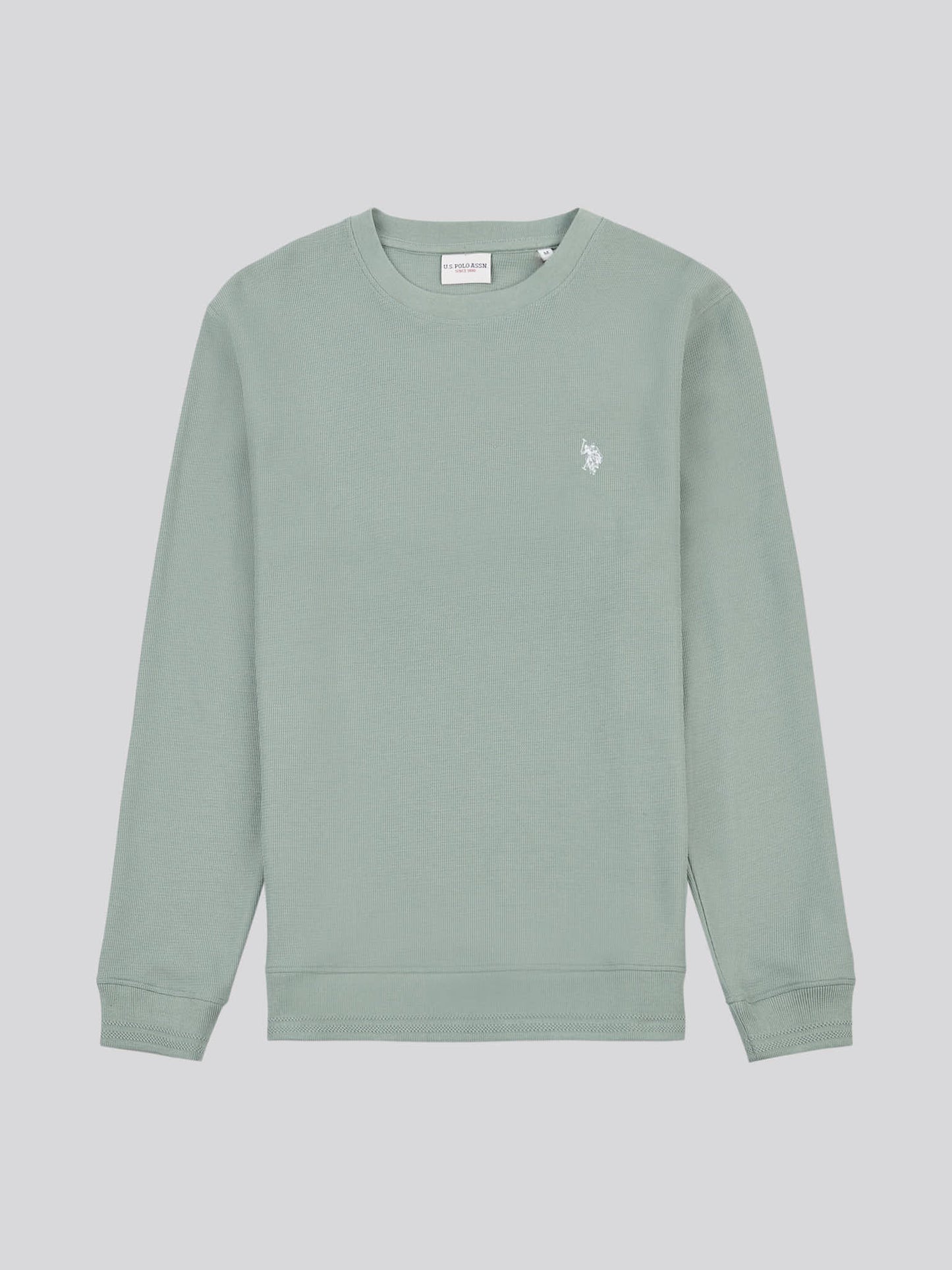 Mens Texture Crew Neck Sweatshirt in Chinois Green