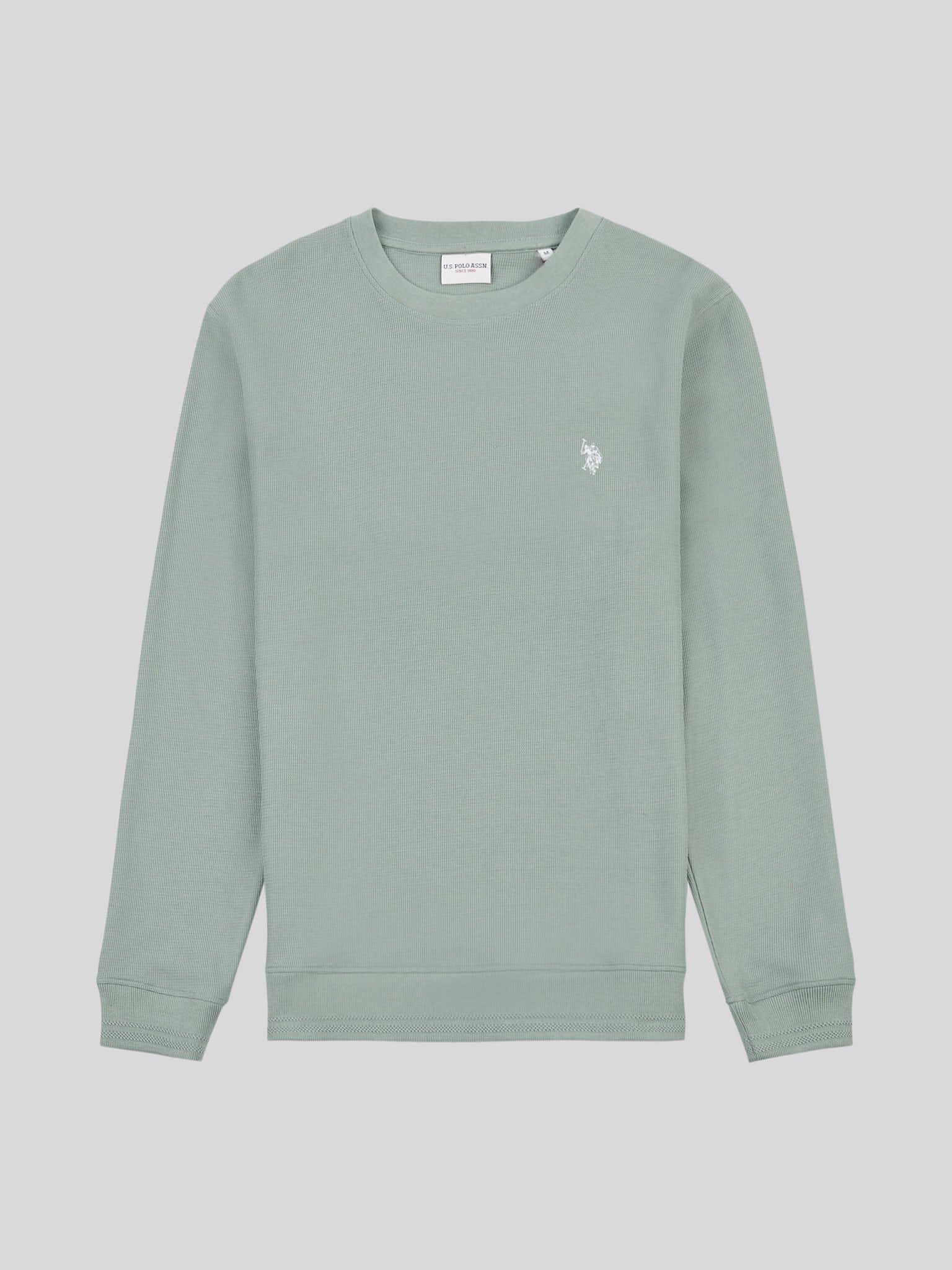 Mens Texture Crew Neck Sweatshirt in Chinois Green