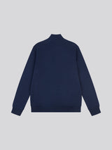 Mens Textured Rib ¼ Zip Sweatshirt in Dark Sapphire Navy / Moonlight Blue DHM